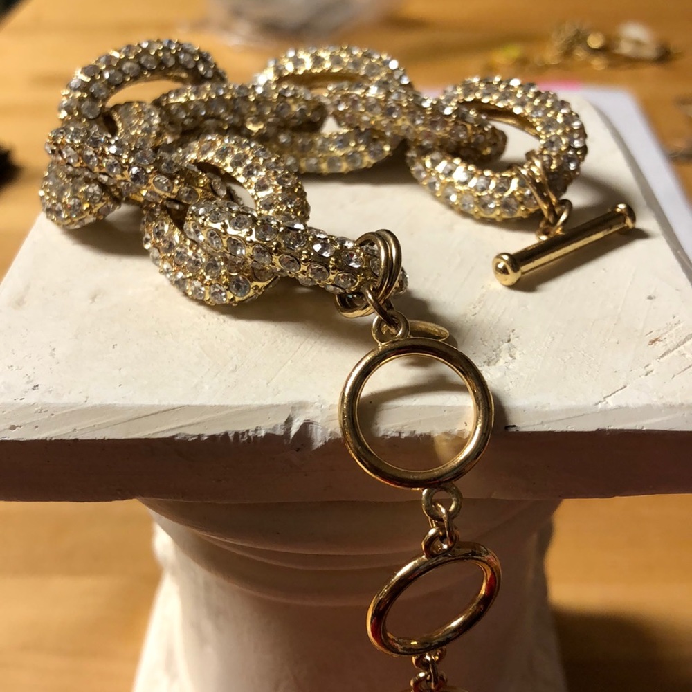 Gold tone sparkly rhinestone chunky bracelet